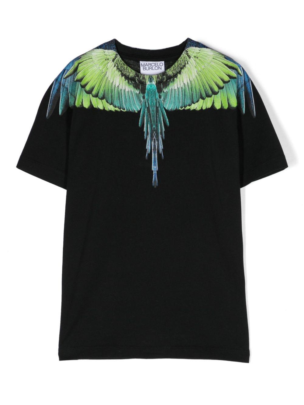 T-shirt nera per bambino con stampa CBAA001S24JER001 1050 Marcelo Burlon Kids 