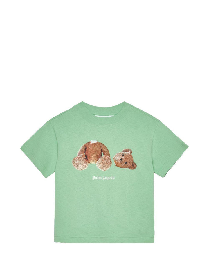 T-shirt verde per bambino PBAA003S26JER001 080 Palm Angels Kids 