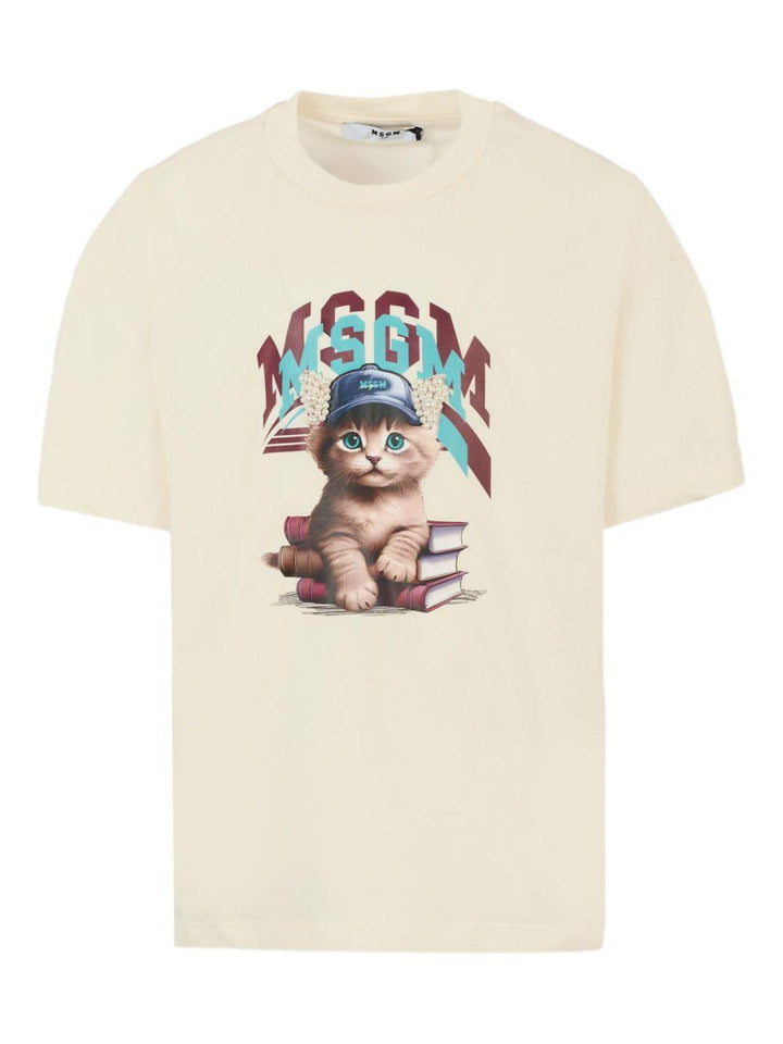 T-shirt beige per bambino F5MSJGTH120 013 Msgm Kids 