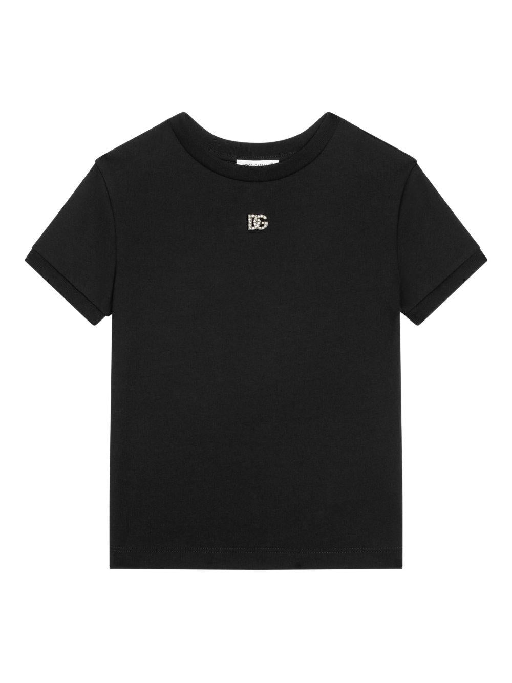T-shirt nera per bambina L5JTNJG7O3N N0000 Dolce & Gabbana Kids 