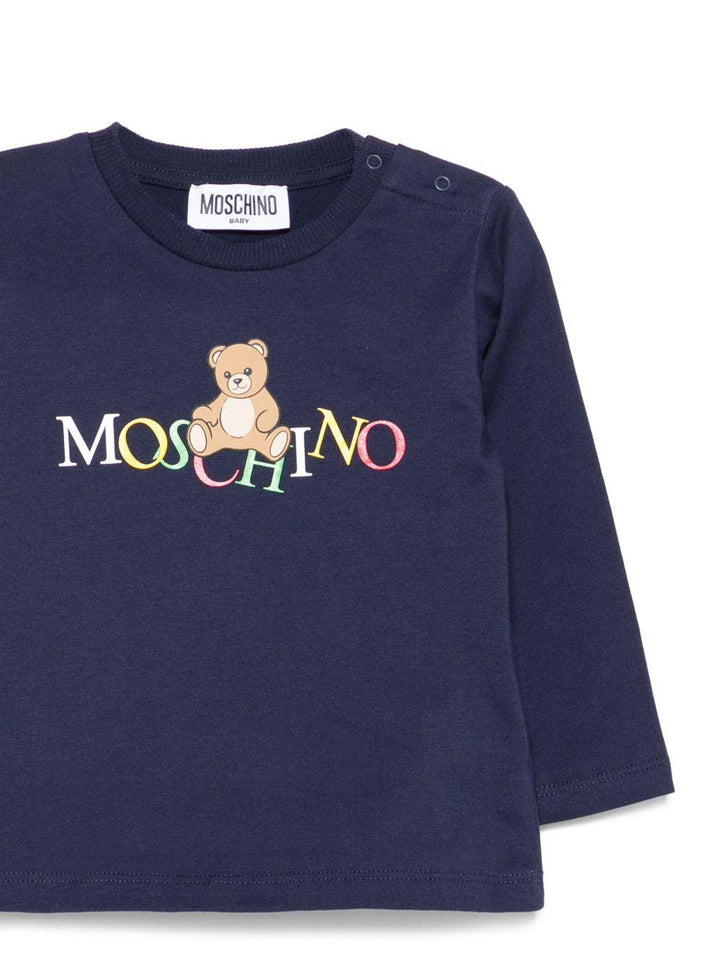 T-shirt blu navy per neonato MWO00RLAA10 40016 Moschino Kids 