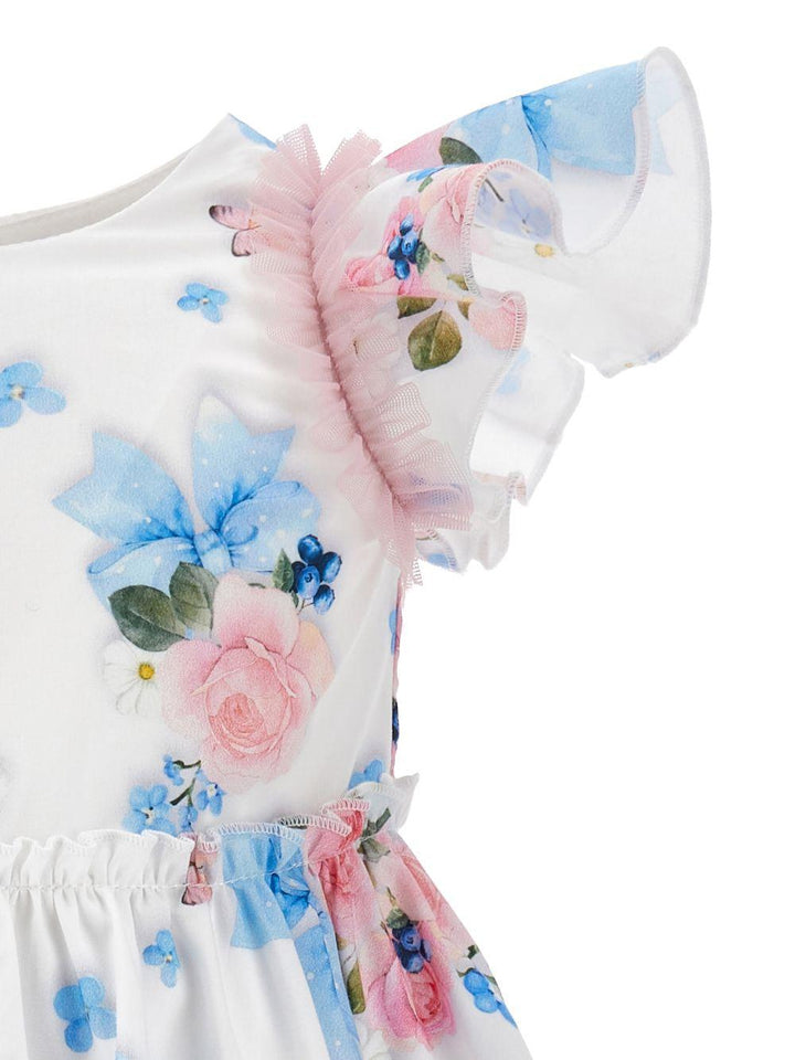 Abito bianco/floreale per neonata 31G9047656 0099 Monnalisa Kids 