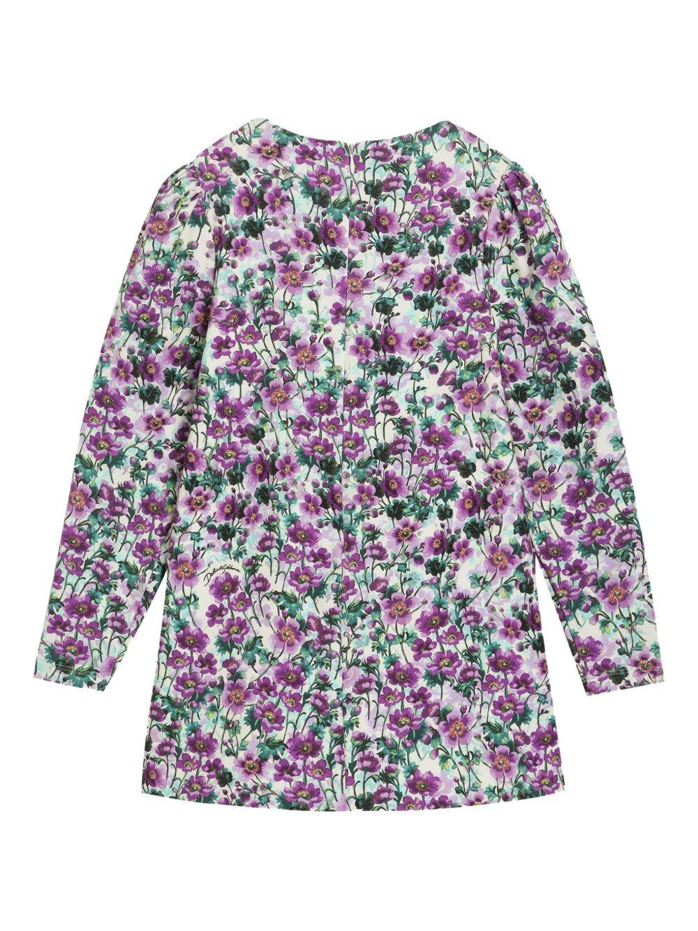 Abito floreale viola per bambina L5JDALFSG81 HA5RG Dolce & Gabbana Kids 
