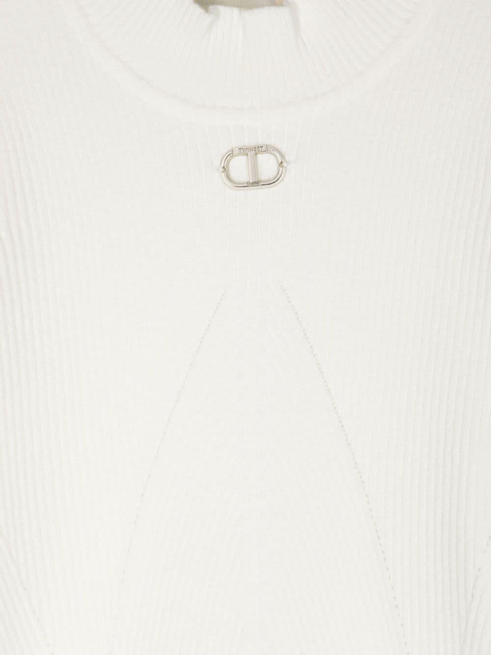 Maglione per bambina in cotone bianco 242GJ3190 00526 Twin Set 