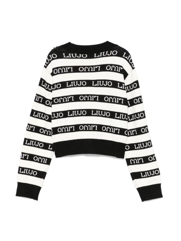 Black/white cardigan for girls with logo