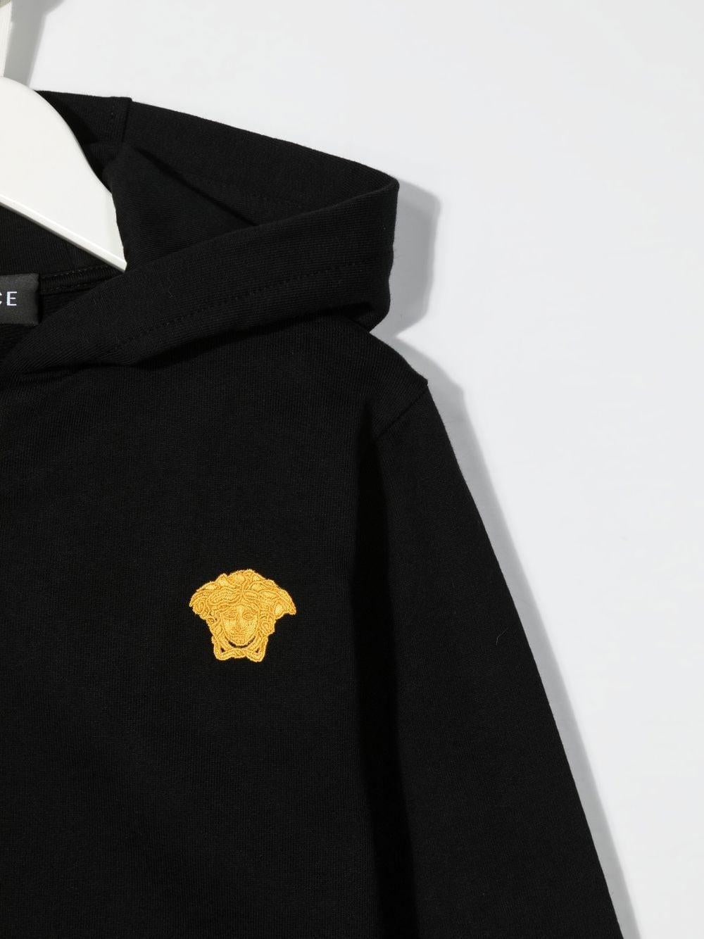 Felpa unisex in cotone nera con logo 10003421A04764 2B130 Versace Kids 