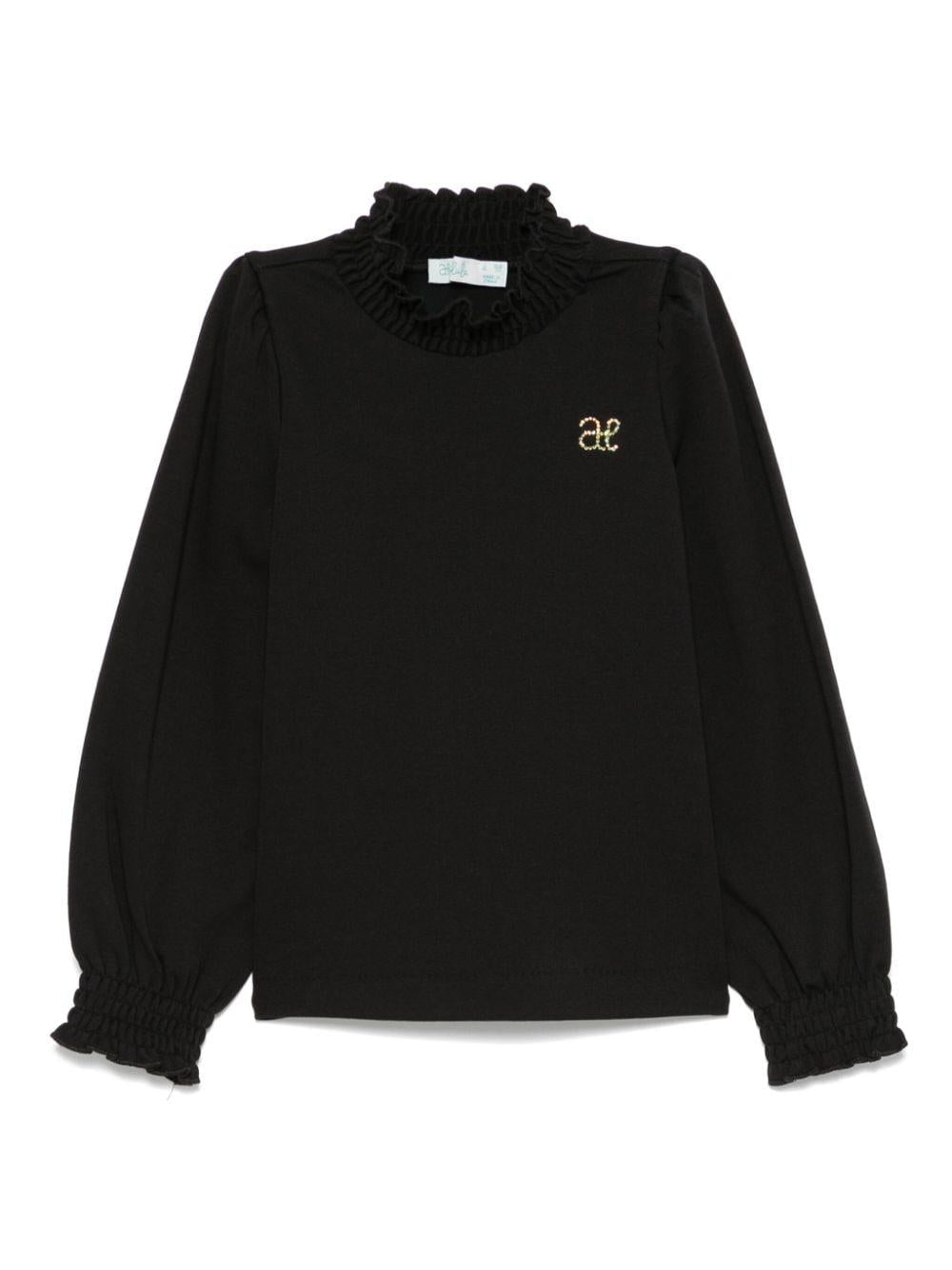 Black T-shirt for girls with logo