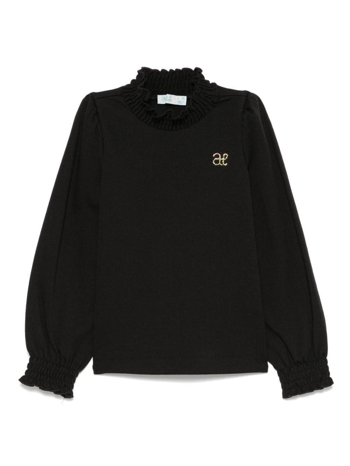 Black T-shirt for girls with logo