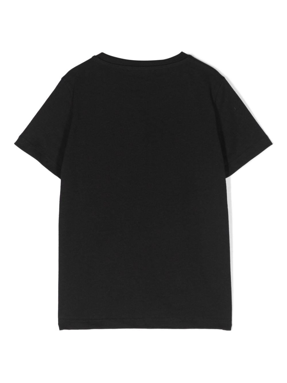 T-shirt nera per bambini con logo oro