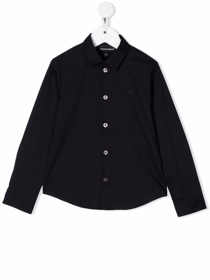 Camicia per bambino in misto cotone blu