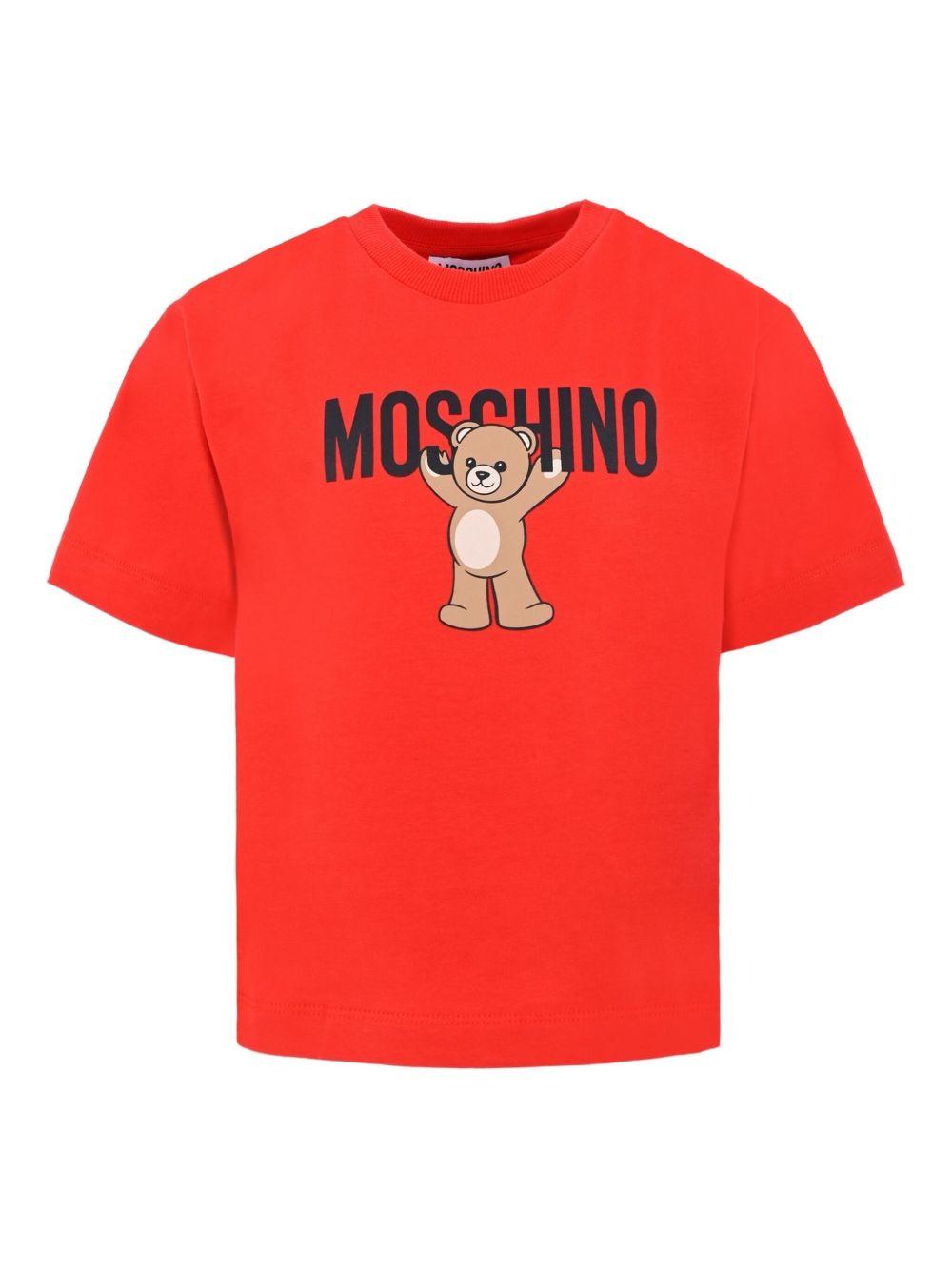T-shirt rosso per bambino HMM05GLAA10 50109 Moschino Kids 