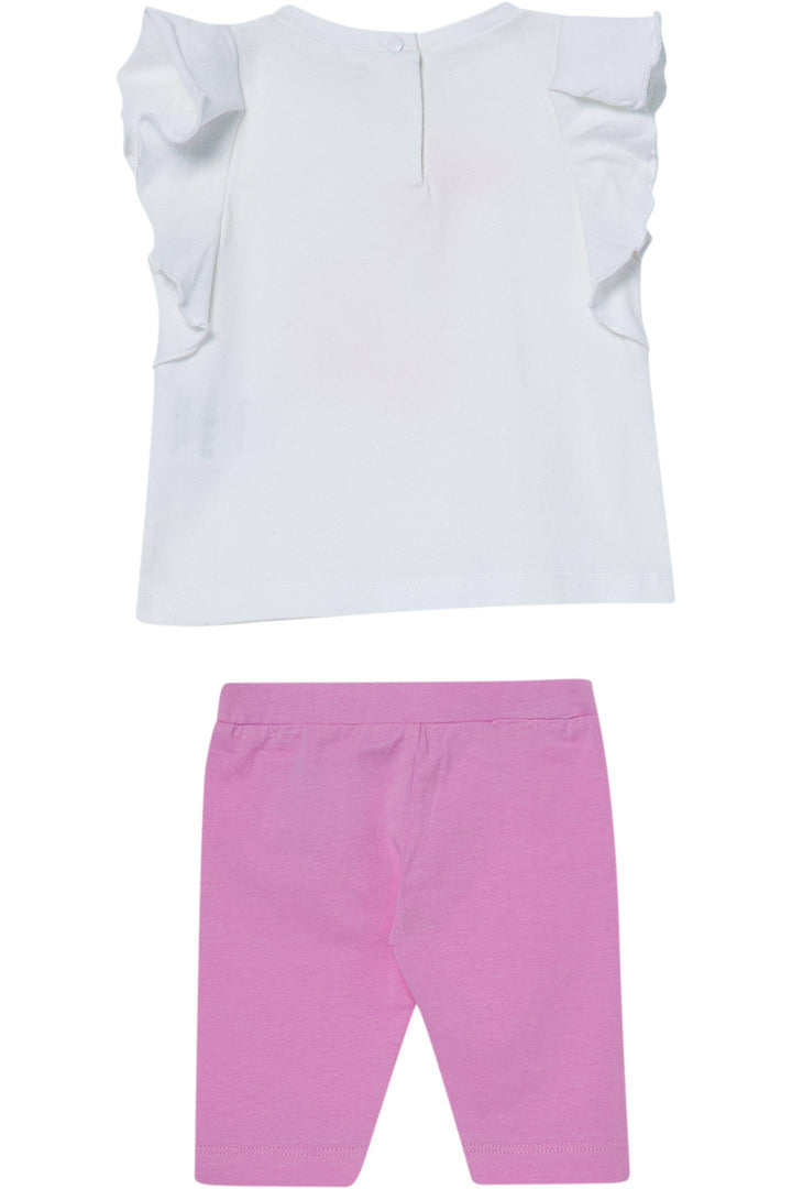 Completo bianco/rosa per neonata
