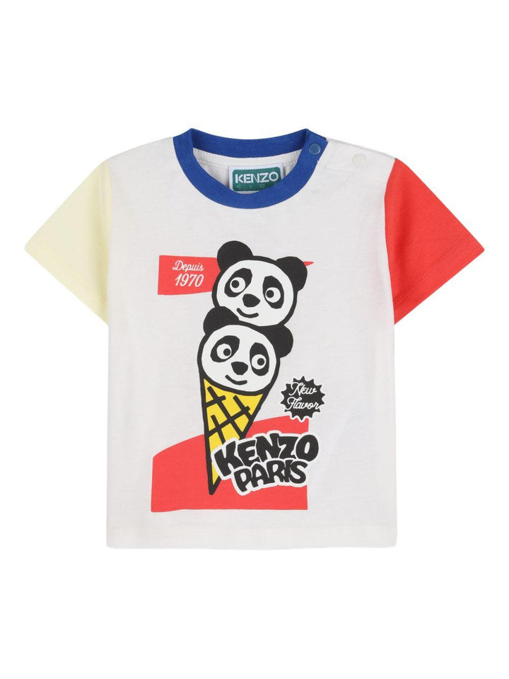 T-shirt bianco/blu/rosso per neonato K61717 117 Kenzo Kids 
