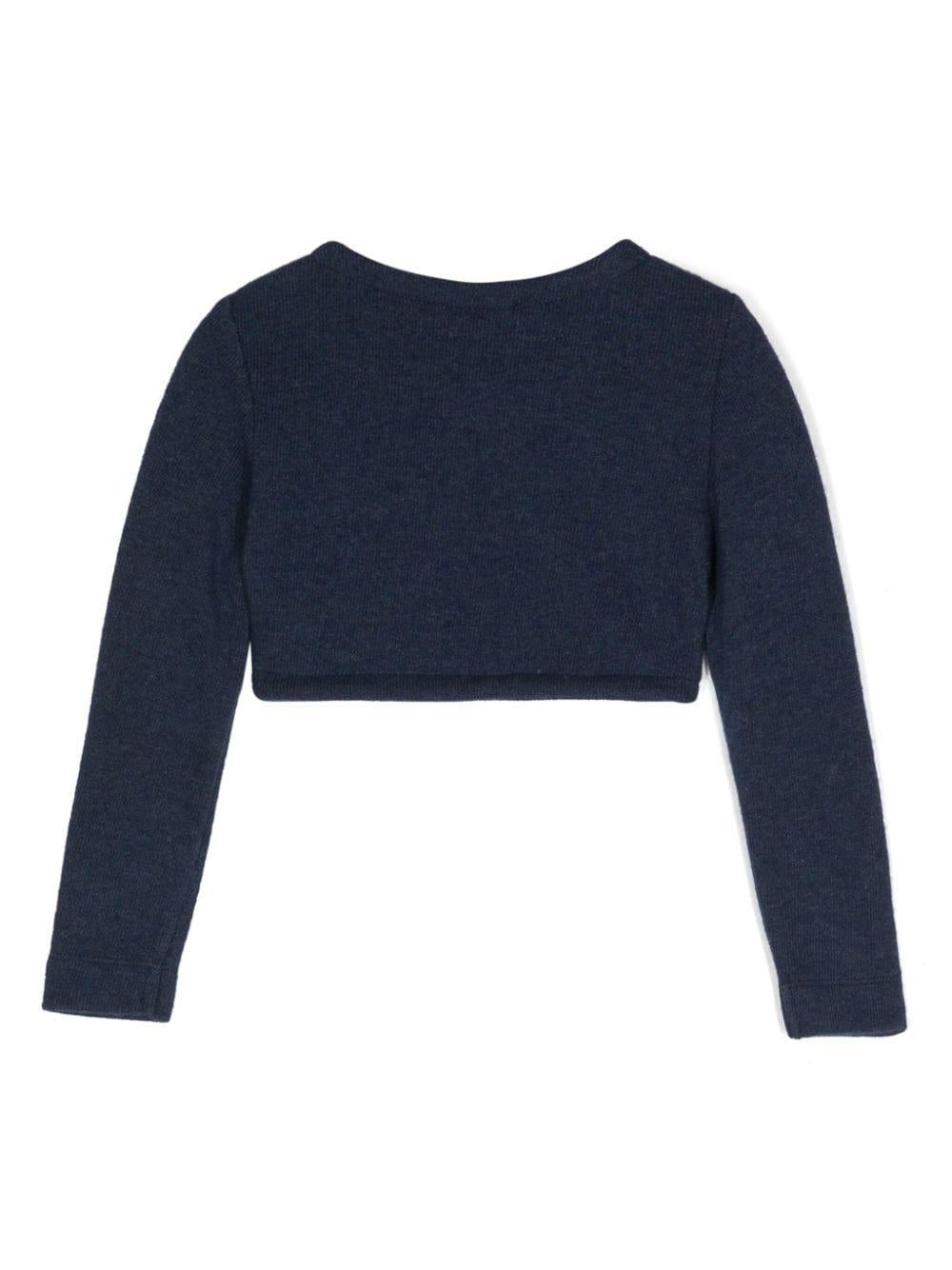 Cardigan per bambina in misto lana blu