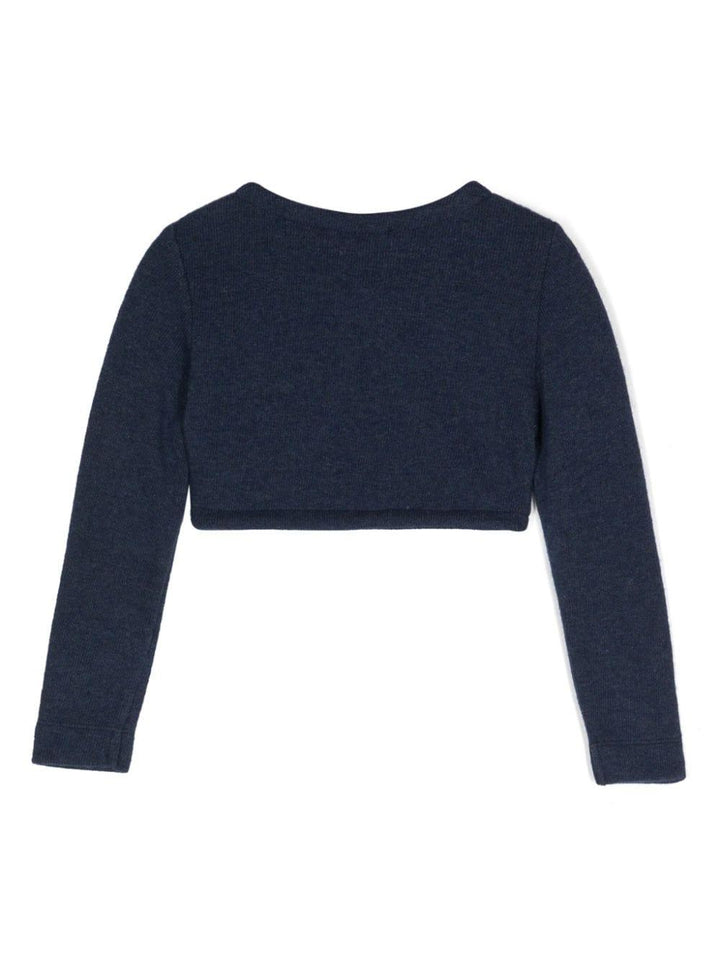 Cardigan per bambina in misto lana blu