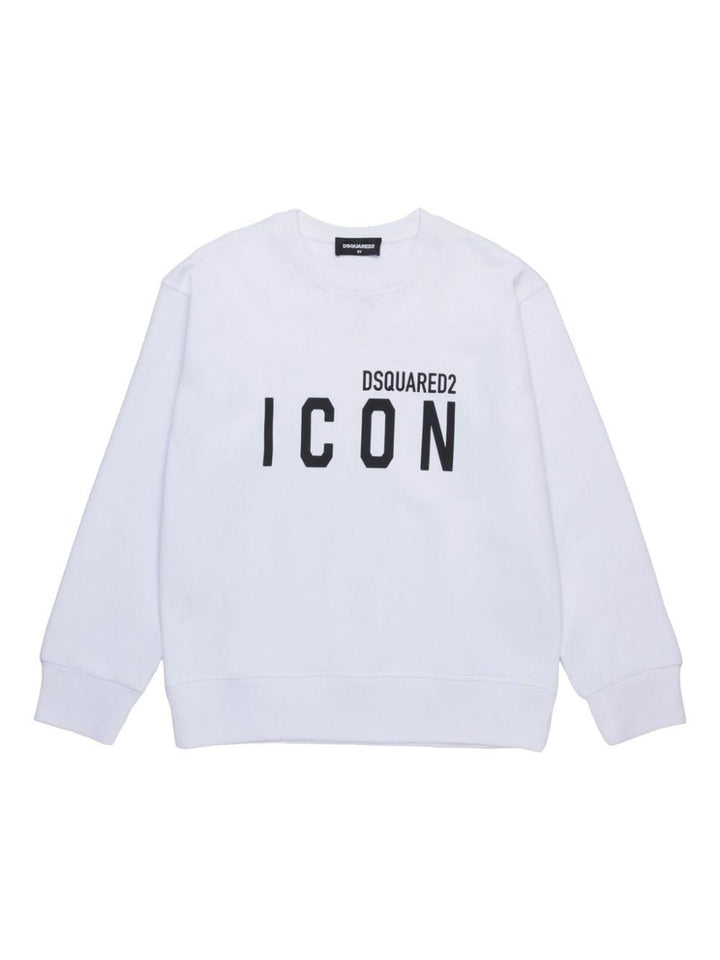 Felpa bianca per bambino con logo Icon DQ2667D0094 DQ100 Dsquared2 Kids 
