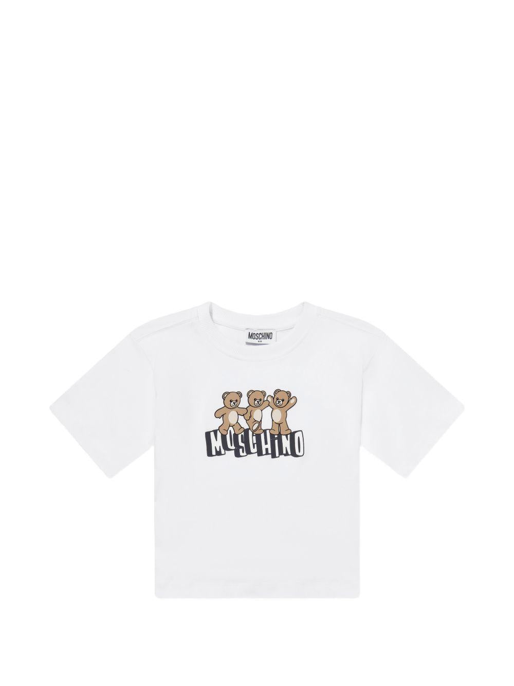 T-shirt bianco per bambino HUM05PLAA23 10101 Moschino Kids 
