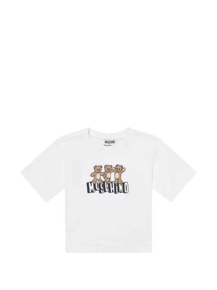 T-shirt bianco per bambino HUM05PLAA23 10101 Moschino Kids 