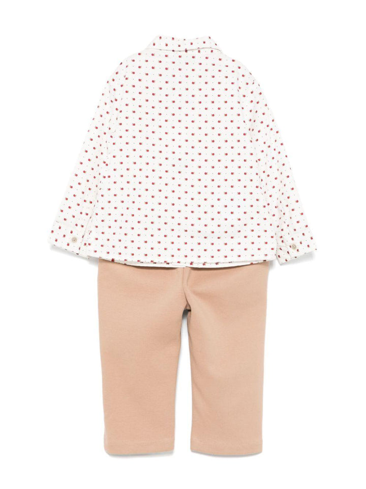 Completo elegante bianco/marrone cammello per neonato