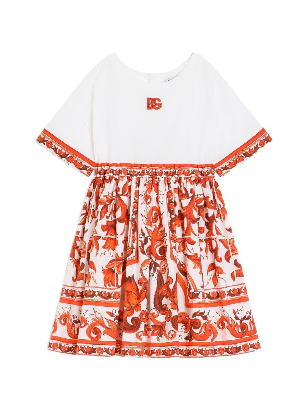 Abito arancione/bianco per bambina L5JDBFG7P4G S9000 Dolce & Gabbana Kids 
