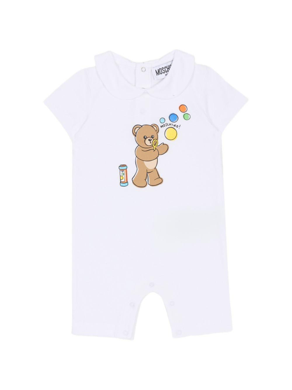 Tutina bianca per neonato MUT04MLAA03 10101 Moschino Kids 