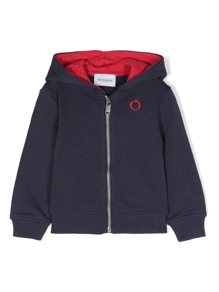 Blue sweatshirt for newborns with logo