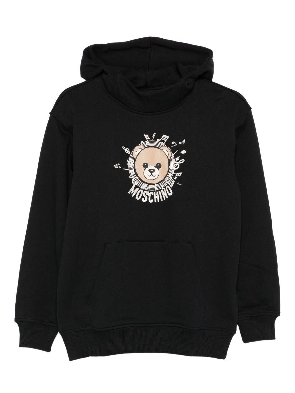 Felpa nera per bambino HUF096LCA23 60100 Moschino Kids 