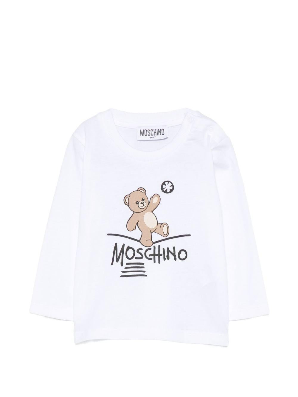 T-shirt bianco per neonato MOO014LAA20 10101 Moschino Kids 