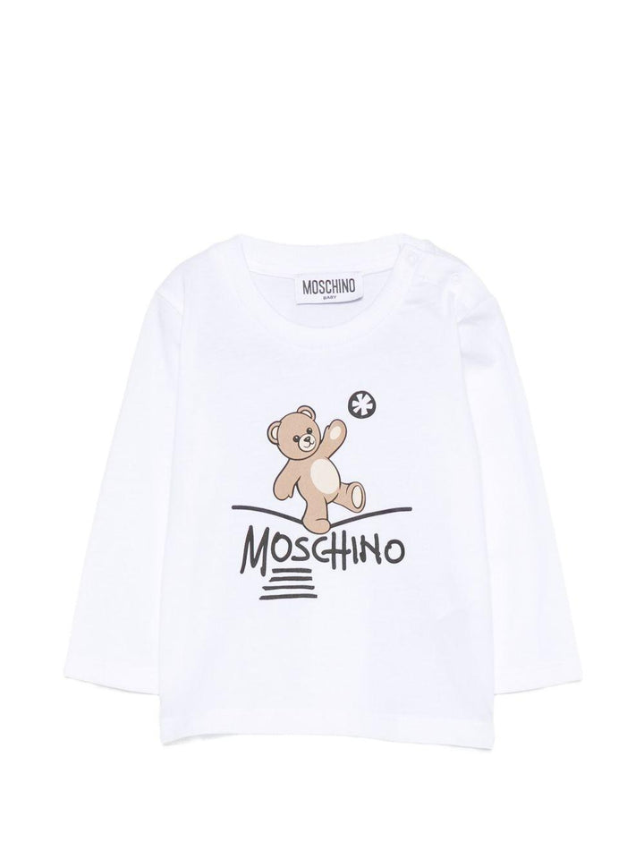 T-shirt bianco per neonato MOO014LAA20 10101 Moschino Kids 