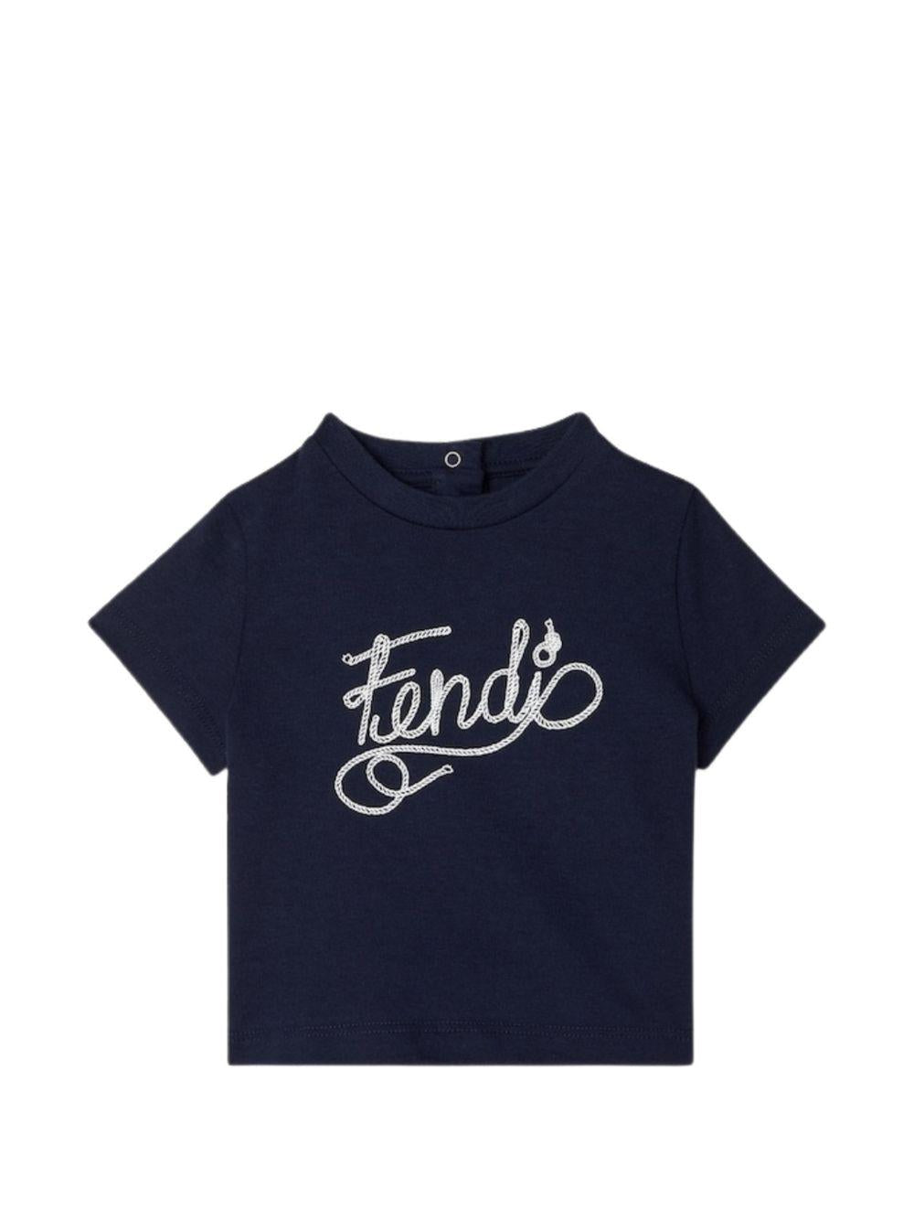T-shirt blu per neonato BMI2837AJ F1I11 Fendi Kids 