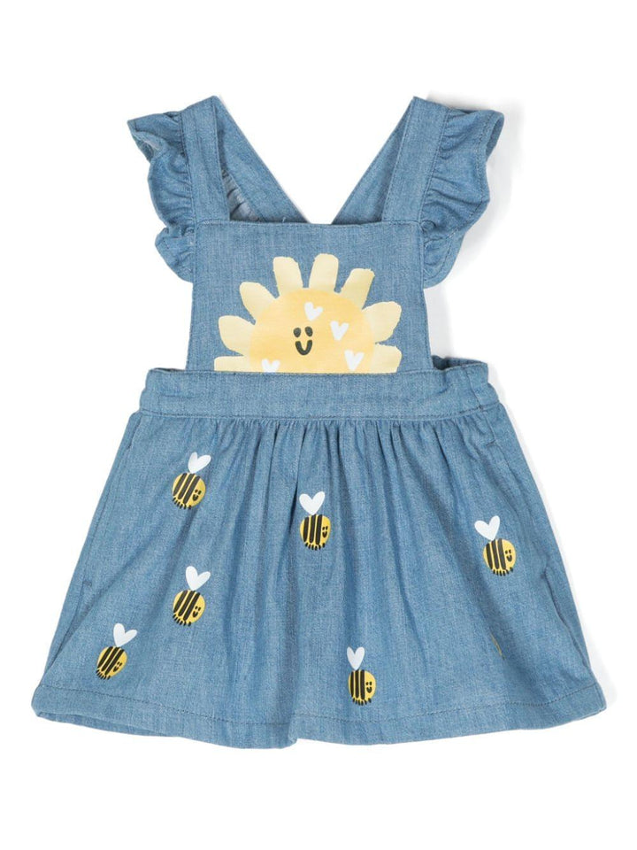 Blue denim dress for baby girls
