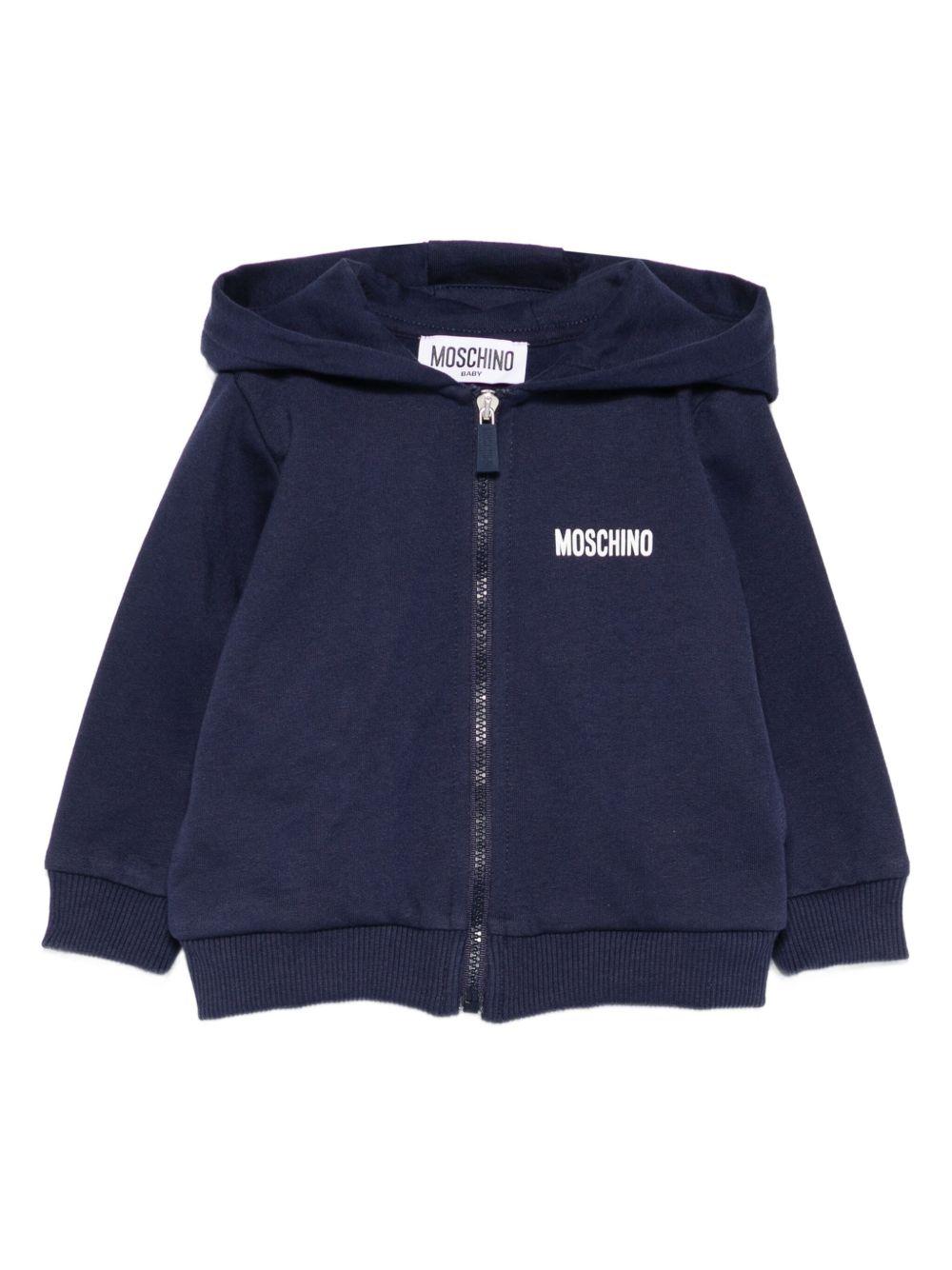 Felpa blu navy per neonato MUF065LCA40 40016 Moschino Kids 