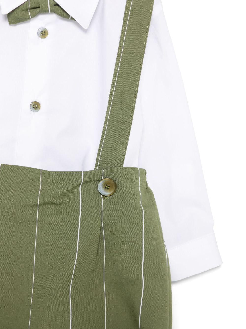 Completo elegante bianco/verde oliva per neonato