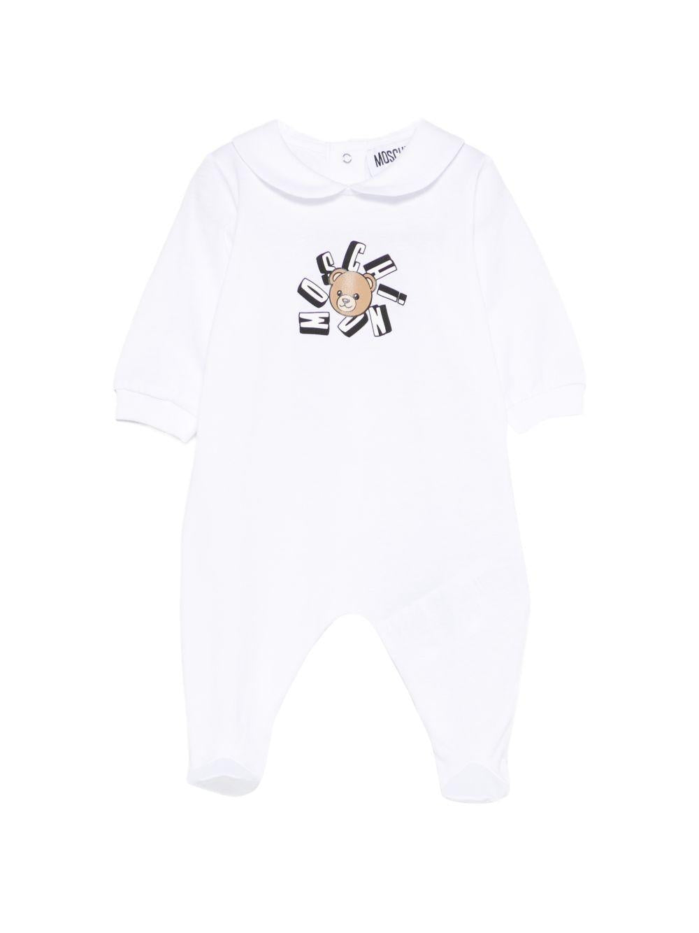 Tutina bianca per neonato MUT04QLAA02 10101 Moschino Kids 