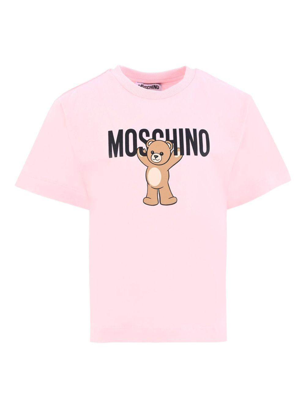 T-shirt rosa per bambino HMM05GLAA10 50209 Moschino Kids 