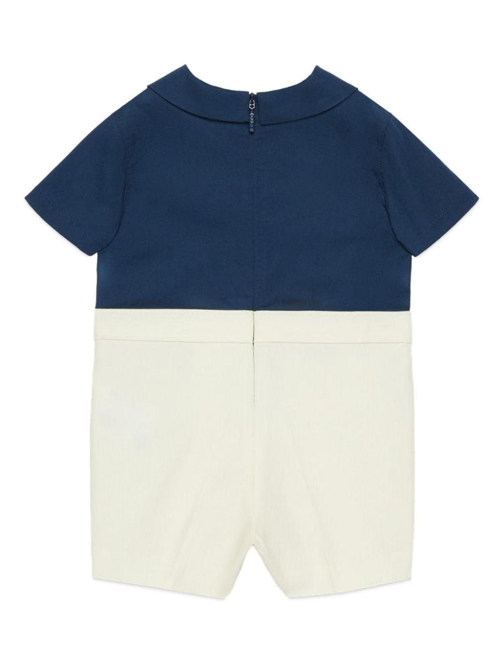 Pagliaccetto bianco e blu per neonato con logo