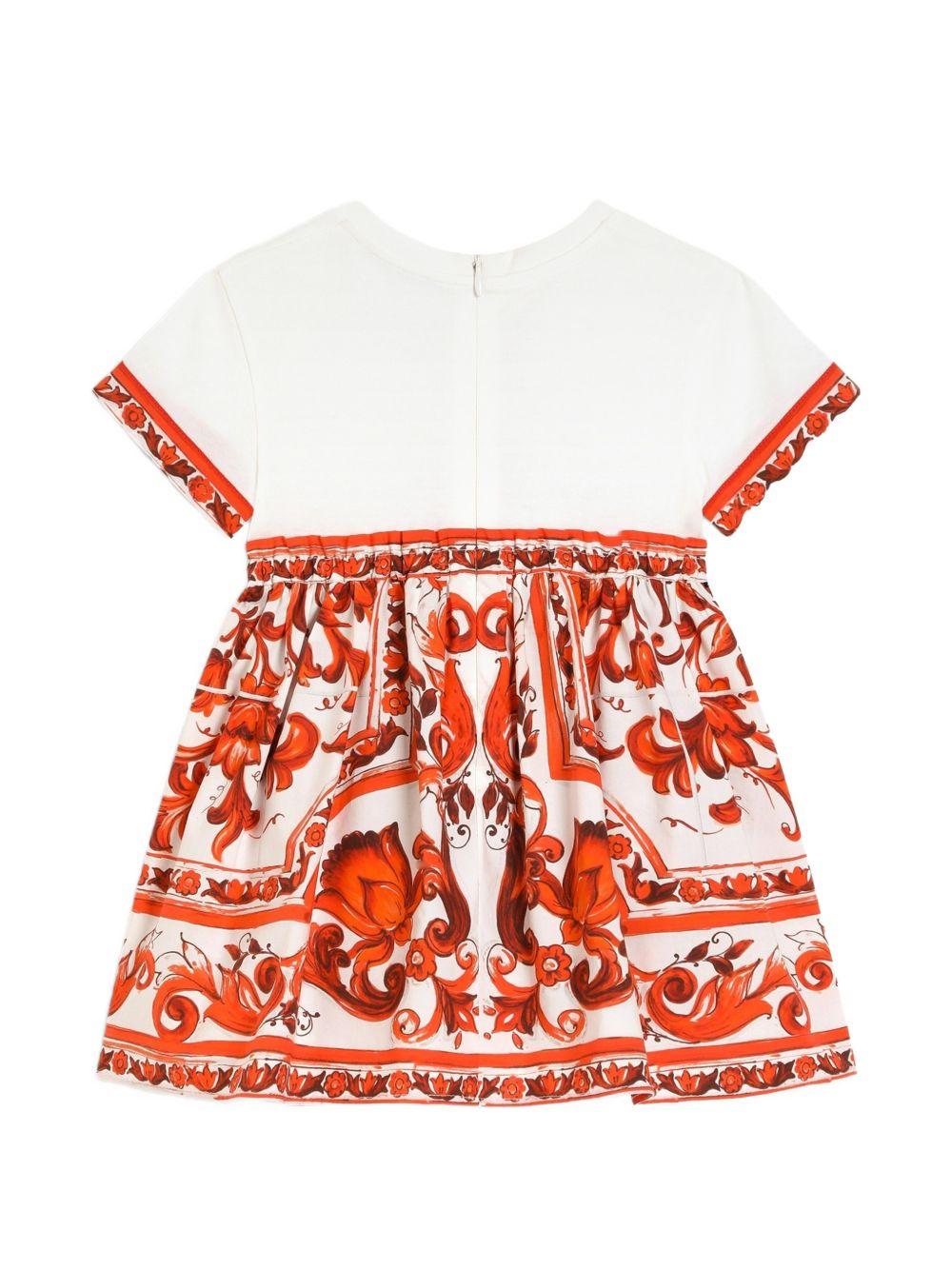 Abito bianco/arancione per neonata L2JDBFG7P4G S9000 Dolce & Gabbana Kids 