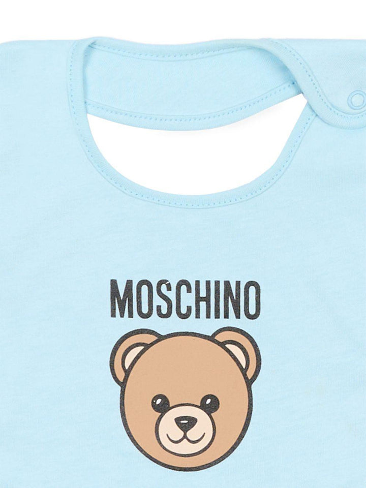 Kit cappello/bavetta azzurro per neonato MUY099LCA19 40304 Moschino Kids 