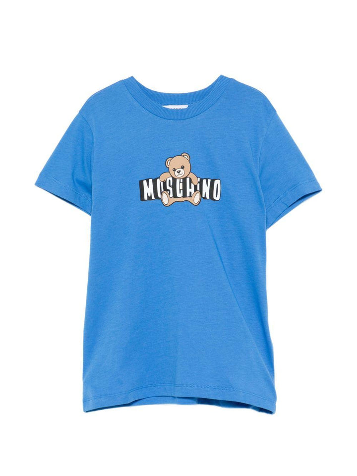 T-shirt blu per bambino HZM058LAA03 40630 Moschino Kids 