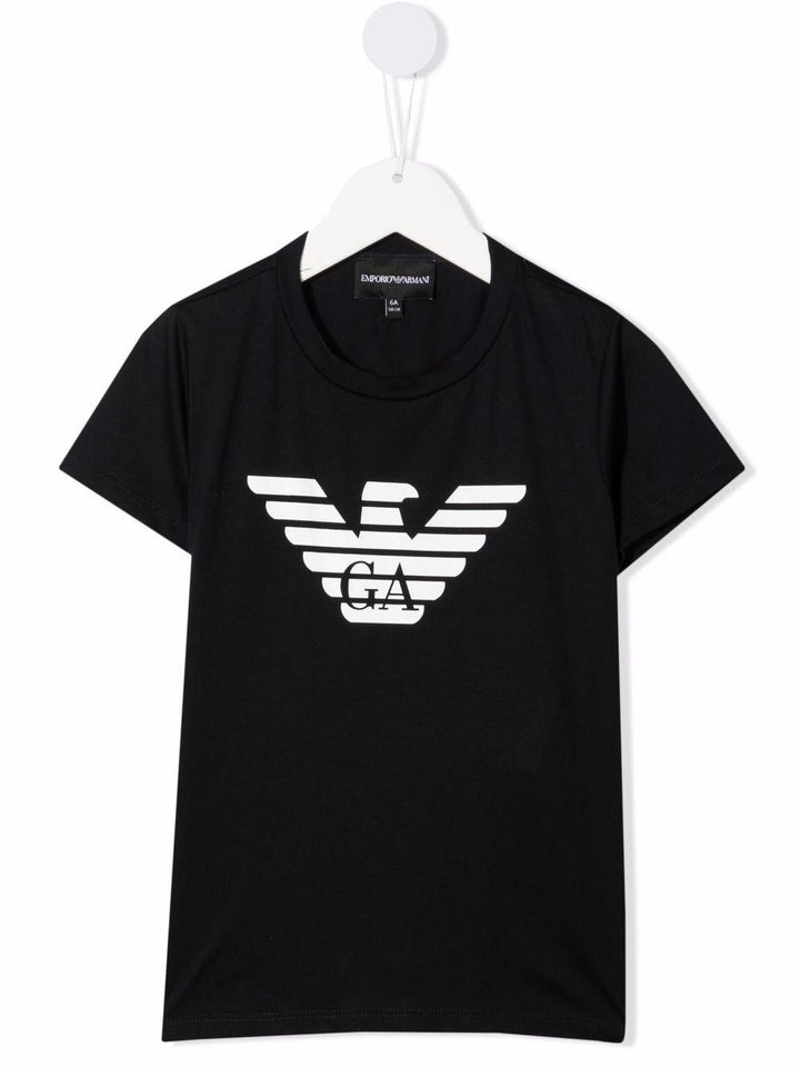 T-shirt blu per bambino con logo