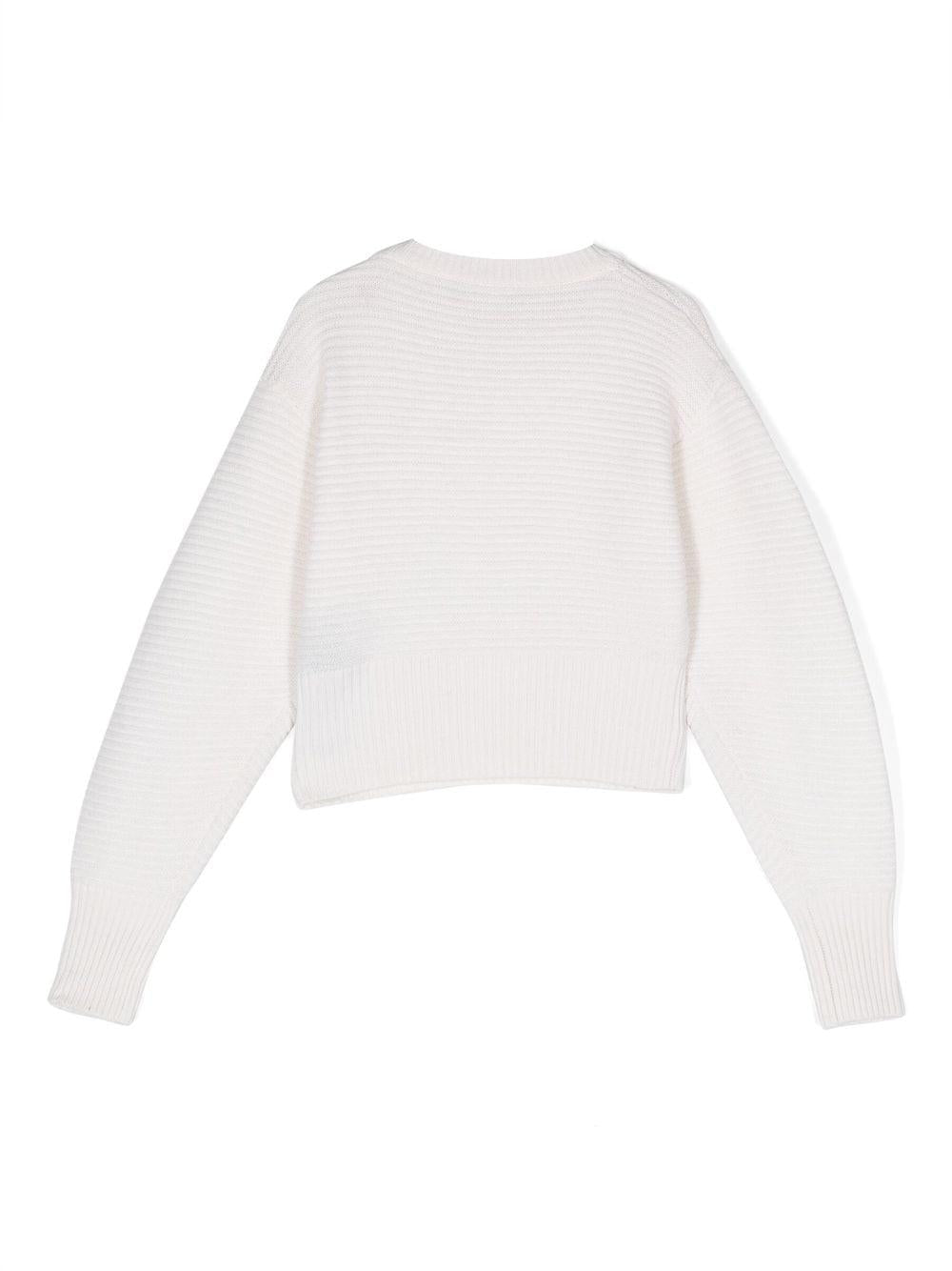 White sweater for girls with gold buttons