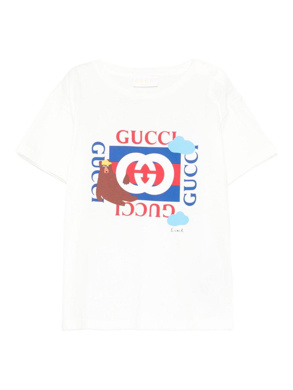 T-shirt bianco per neonato 837171XJHE6 9214 Gucci Kids 