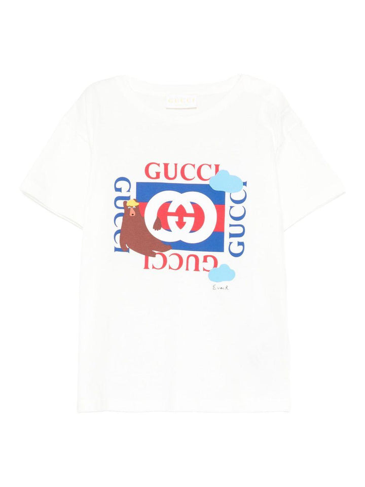 T-shirt bianco per neonato 837171XJHE6 9214 Gucci Kids 