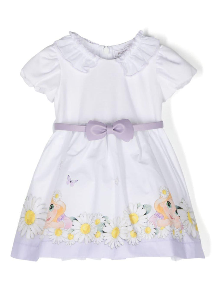 White dress for baby girls with print