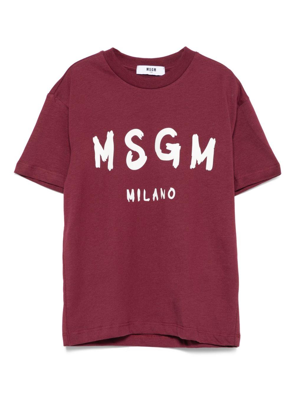 T-shirt bordeaux per bambino F5MSJUTH007 MS034 Msgm Kids 