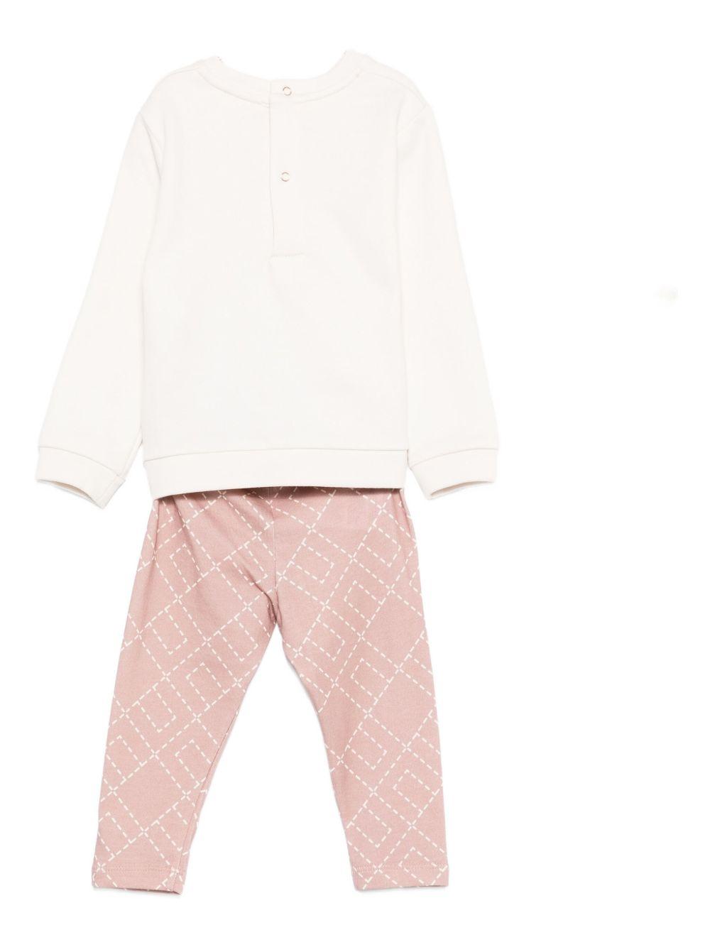 Completo bianco/rosa per neonata ENCD1070FF002 D687 Elisabetta Franchi Kids 