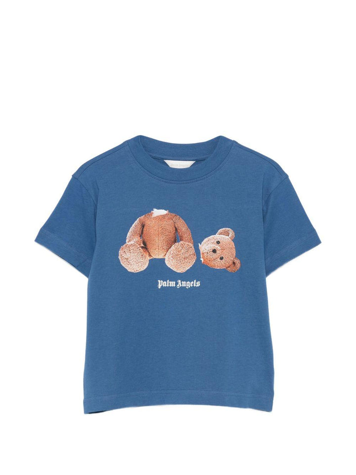 T-shirt blu per bambino PBAA003S26JER001 060 Palm Angels Kids 