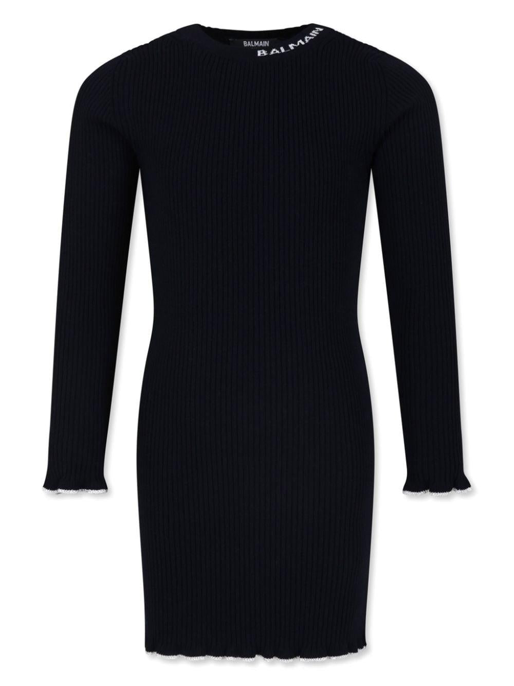 Blue knitted dress for girls