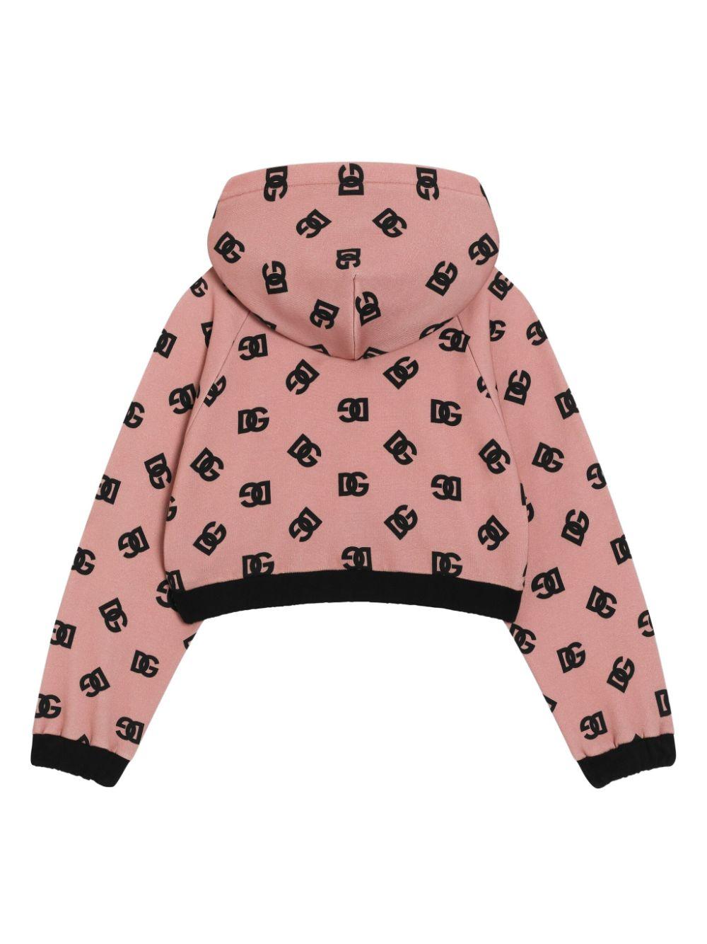 Coral pink/black sweatshirt for girls
