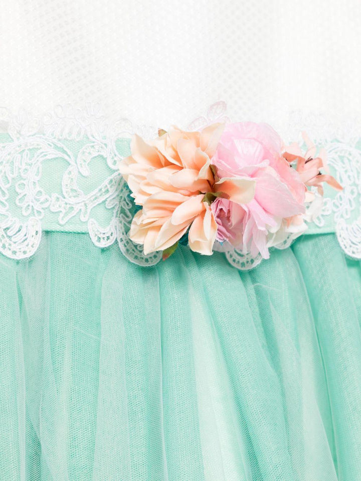 Abito bianco/verde erba per bambina
